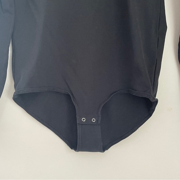 J. Crew Bodysuit Medium Black Mock Turtleneck Buttons - Picture 5 of 8